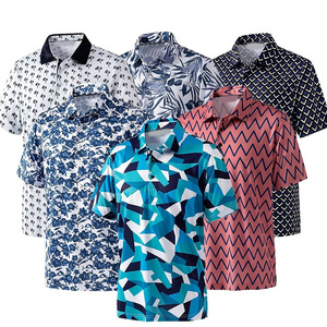 Men Performance 100% Polyester Golf Shirts Full Piece Sublimation Printing Golf Polo Shirt With Customized Logo