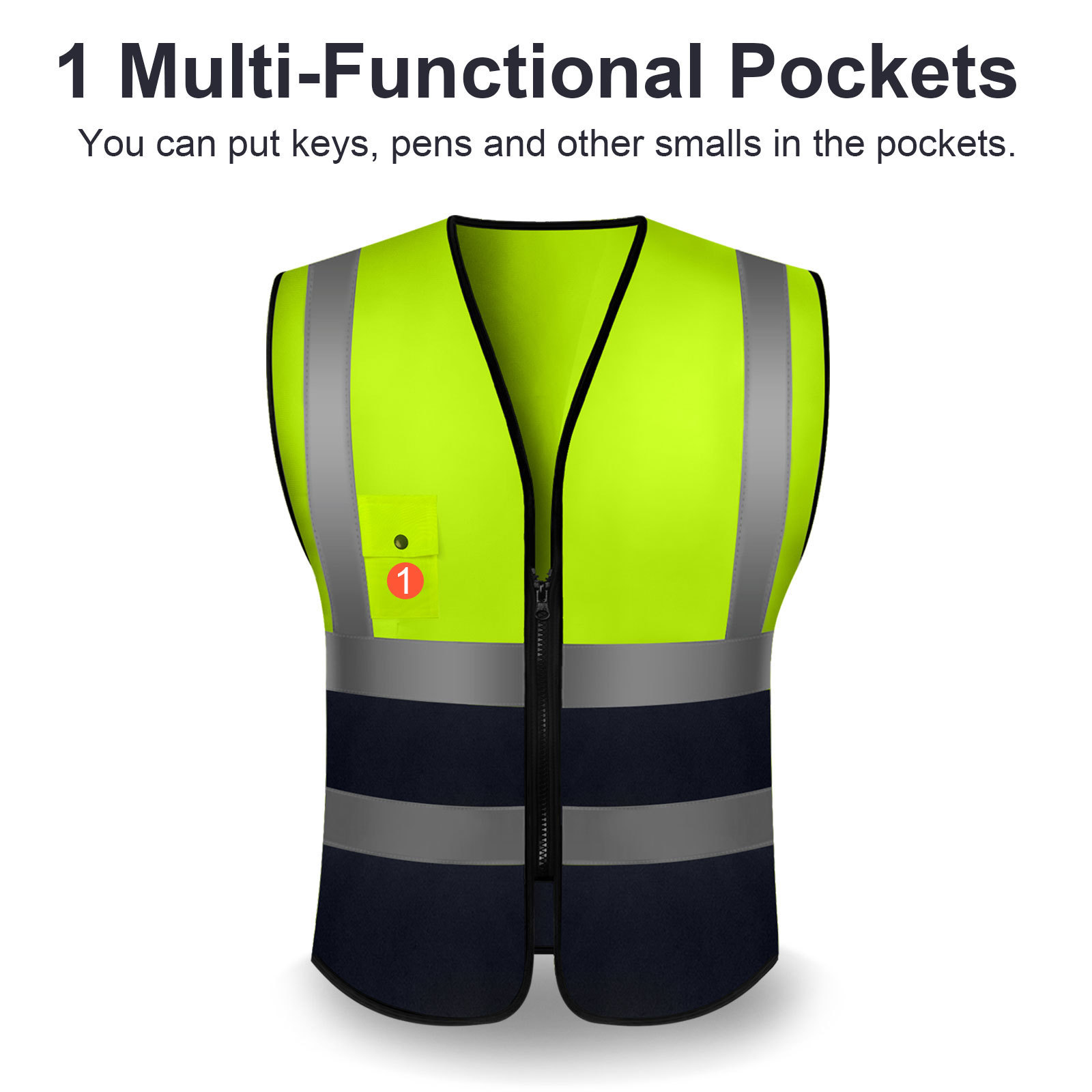 high quality neon green hi vis construction work wear reflective safety vest with pocket