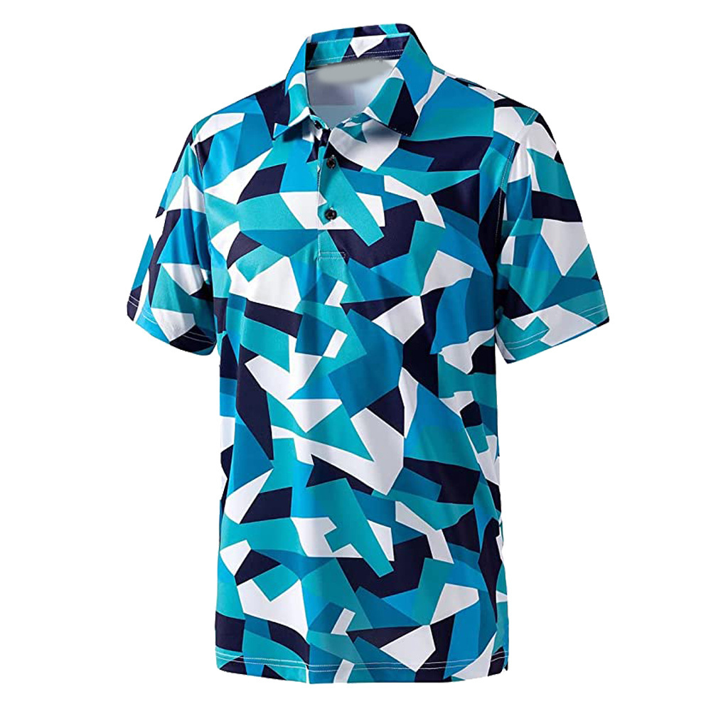 Men Performance 100% Polyester Golf Shirts Full Piece Sublimation Printing Golf Polo Shirt With Customized Logo