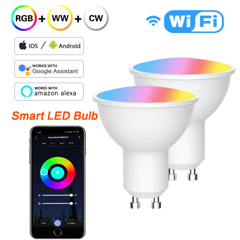 Wifi Tuya Smart Spot light GU10 GU5.3 LED Spotlight Ceiling Downlight MR16 smart led bulb Colorful cob RGB Spot light