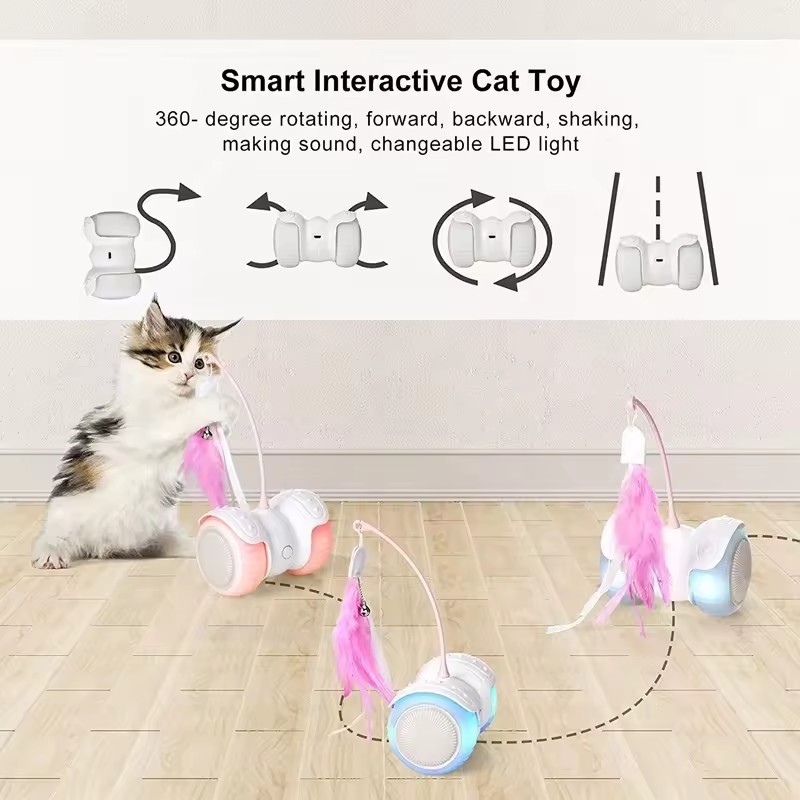 Sample Available Automatic Electronic Robot Tumbler Cat Stick Toys Remote Control Interactive Cat Robot Toy