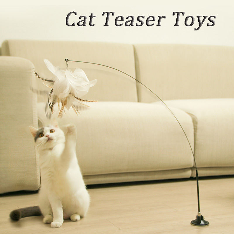 Simulation Bird Interactive Cat Toy Funny Feather Bird with Bell Cat Stick Toys for Kitten Playing Teaser Wand Toy Cat Supplies