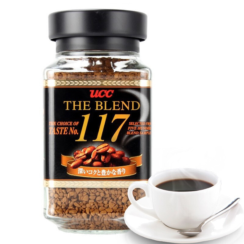 Japanese imported black coffee Yoxi 117 instant coffee powder sugar free cane sugar 114 pure coffee granules 90g canned