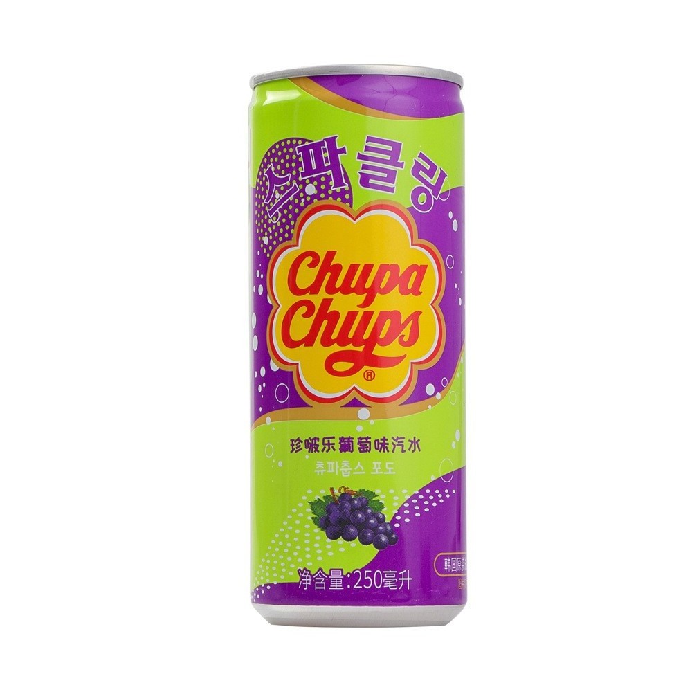 Korea Zhenbole fruity carbonated soda drink 250ml net red summer grape flavor flavored sparkling water canned wholesale