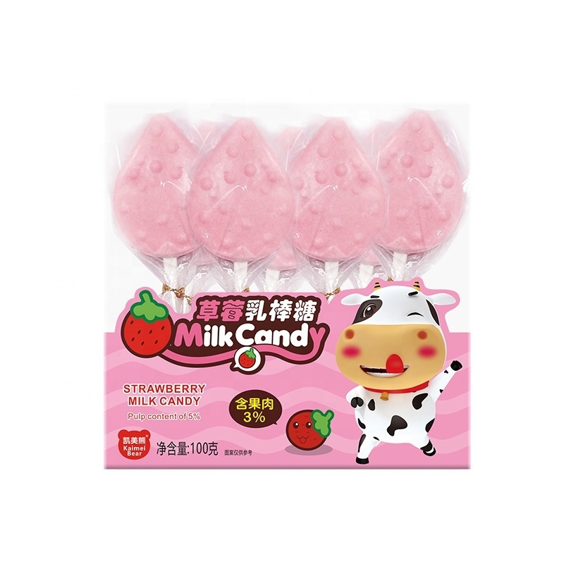 Kaimei Bear Prebiotics Cartoon Milk Stick Happy Candy Creative Children's Snack Candy Box Wholesale Baby Lollipop OEM