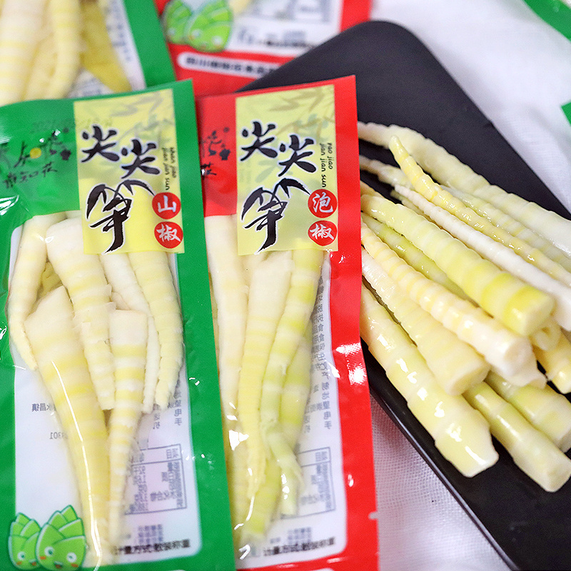 Pickled pepper tip crispy bamboo shoots open bag ready-to-eat hot and sour small package leisure snack