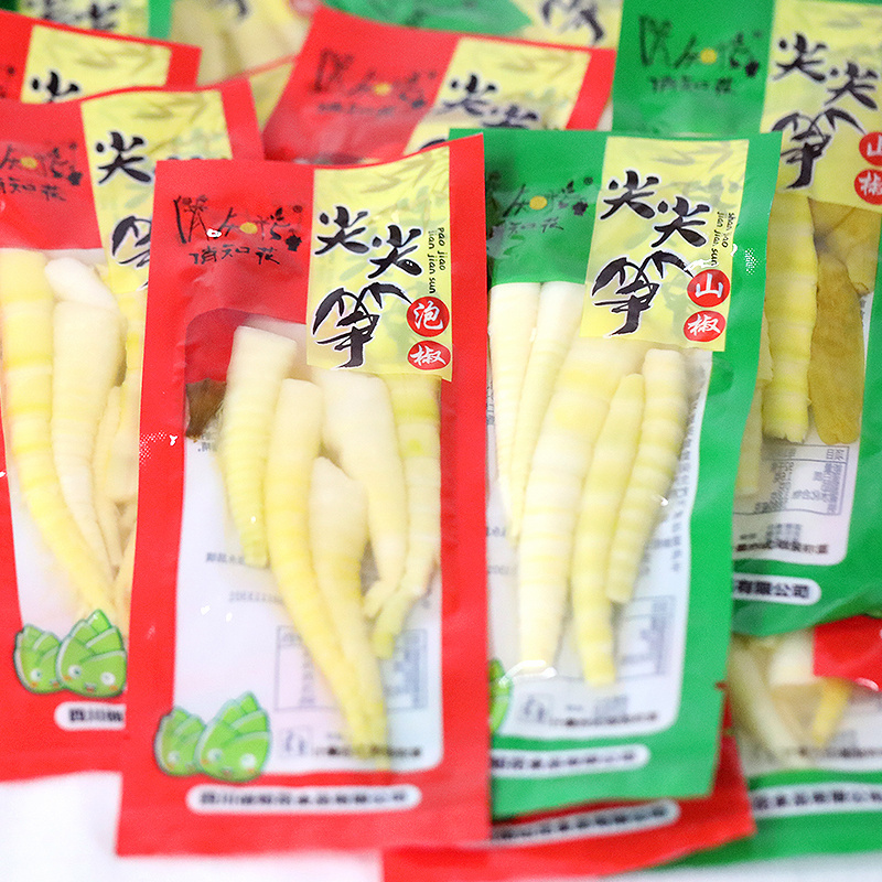 Pickled pepper tip crispy bamboo shoots open bag ready-to-eat hot and sour small package leisure snack