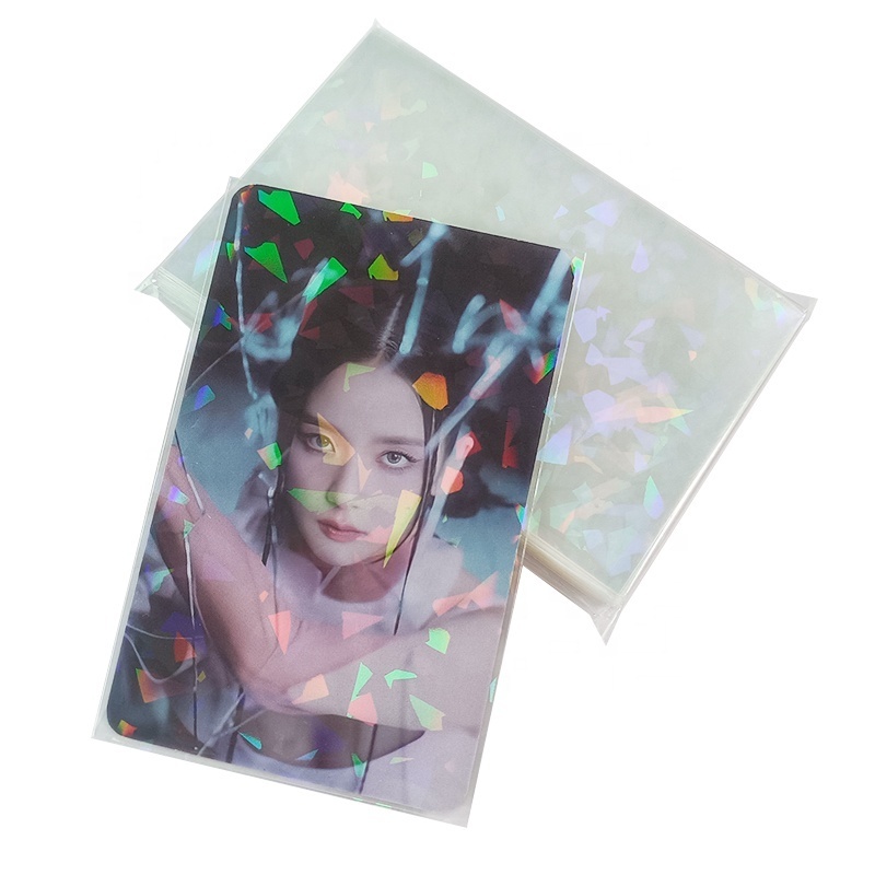 Yuantuo Hot Sale Laser Flashing Card Sleeves Custom 57x88mm Holographic Photocard Sleeves For LOMO Card