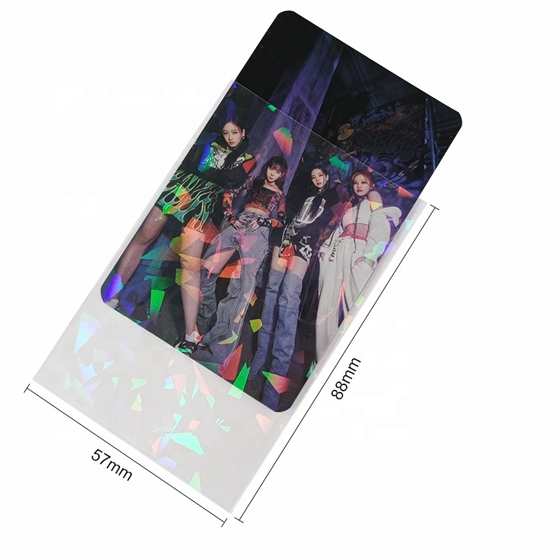 Yuantuo Hot Sale Laser Flashing Card Sleeves Custom 57x88mm Holographic Photocard Sleeves For LOMO Card