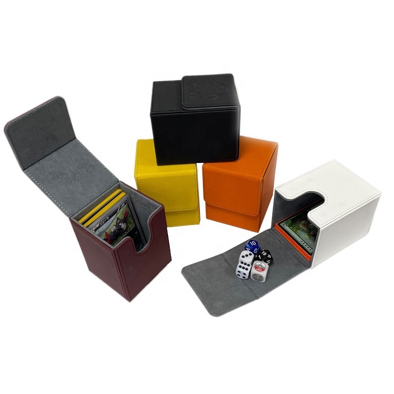 Yuantuo PU Leather Large Capacity 100+ Deck Card  Box Tcg Custom Game Card Box With Top Loading