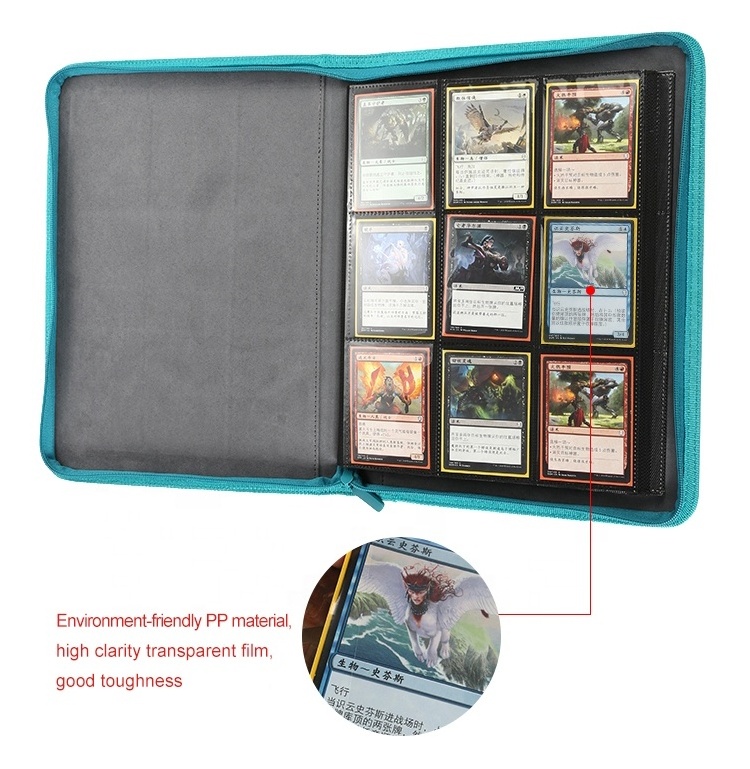 Large capacity 360 pockets card sleeves binder with zipper PU  Waterproof Game Card Collectors Album