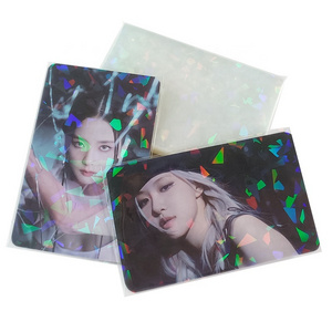 Yuantuo Hot Sale Laser Flashing Card Sleeves Custom 57x88mm Holographic Photocard Sleeves For LOMO Card