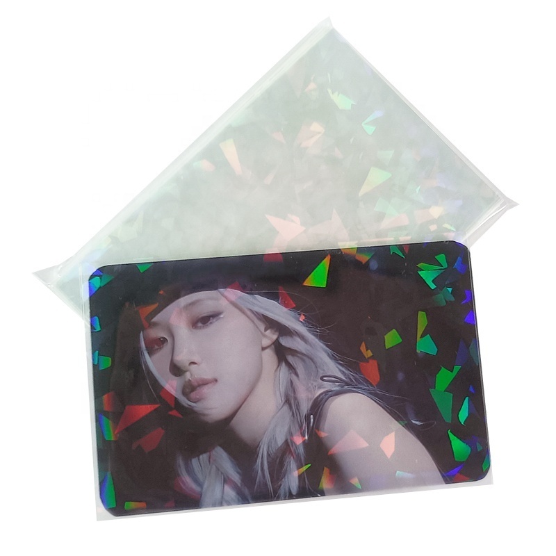 Yuantuo Hot Sale Laser Flashing Card Sleeves Custom 57x88mm Holographic Photocard Sleeves For LOMO Card