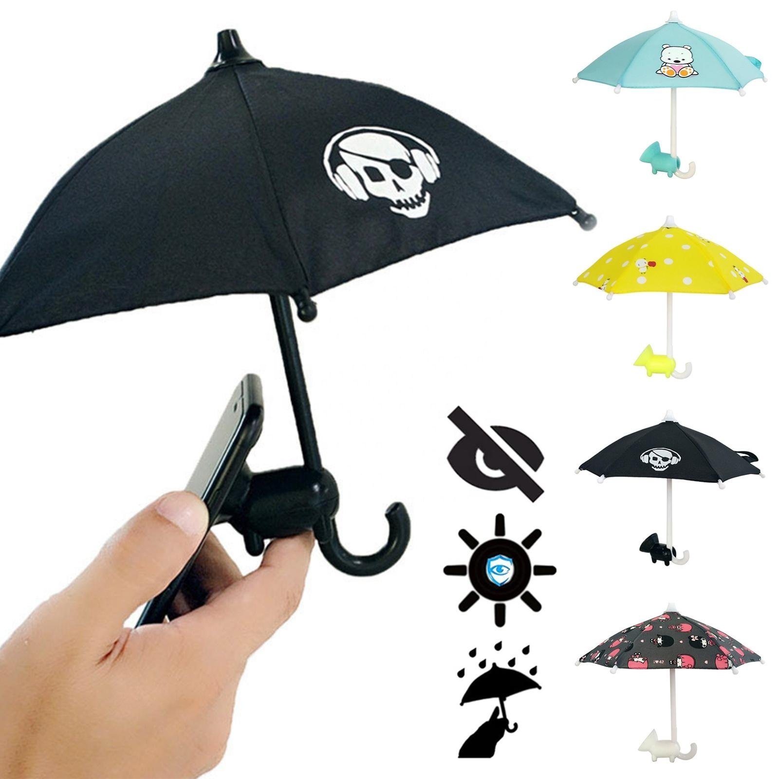 Outdoor Mobile Phone Holder Umbrella Sunshade Flexible Waterproof Mini Portable Alloy Shade Bicycle Phone Stands Sun Parasol