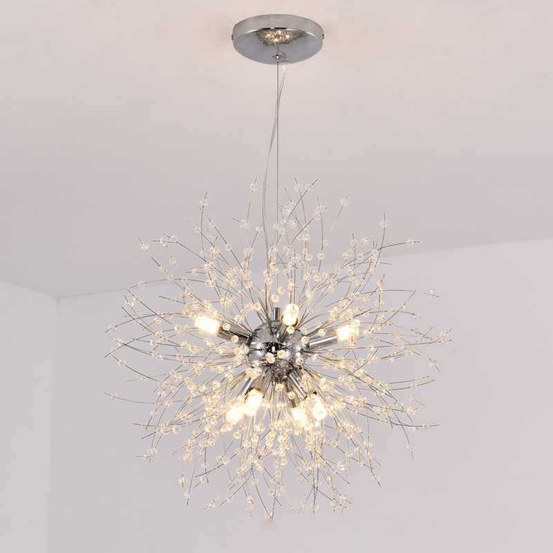 LED Modern Chandelier Lighting Nordic Clear Crystal Starburst Hanging Lamp Bedroom Light Living Room Decoration Pendant Foyer