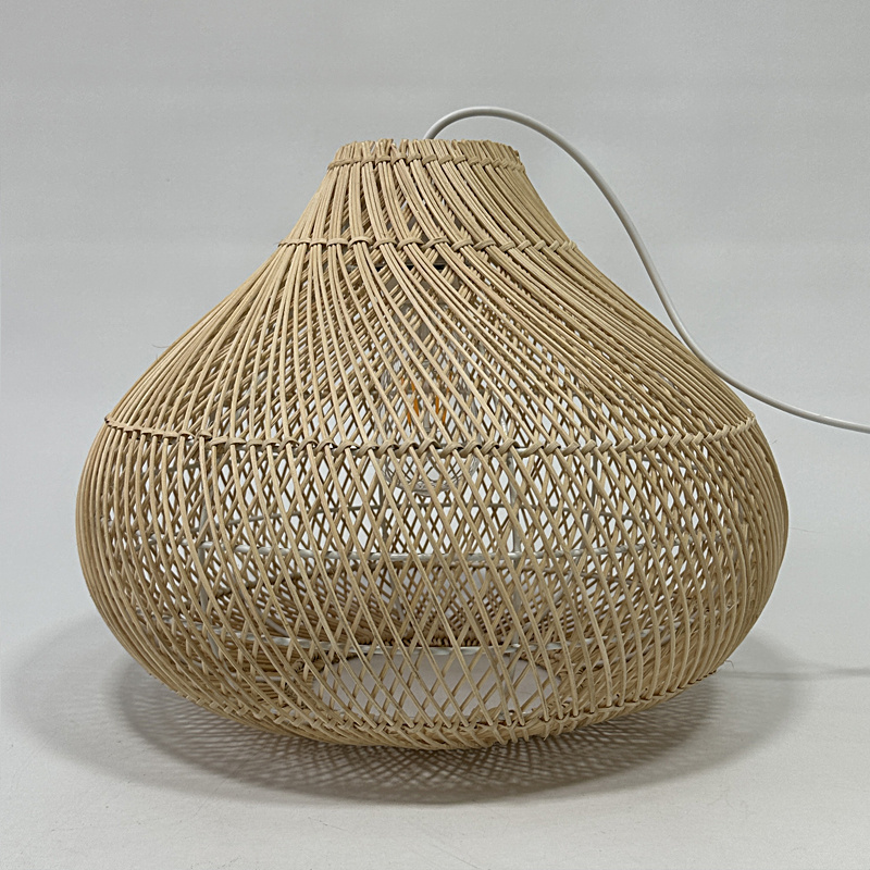 Hand-Woven D16.5 inch handmade natural basket design ceiling hanging rattan pendant light