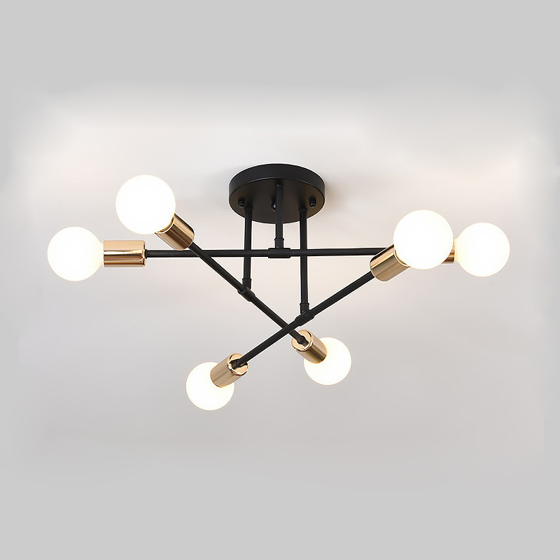 Ceiling Light Led Modern Living Room Contemporary Flush Bedroom Fixtures Home Gold and Black Glass Iron 60 90 Surface Mounted