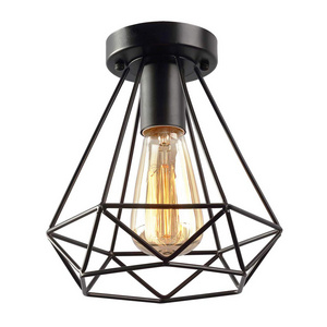 Industrial Metal Wire Iron Lamp Diamond Ceiling Light