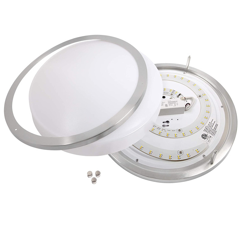 Brushed Nickel 10 12 14 16 18 24 Inch Led Ceiling Round Light Flush Mount