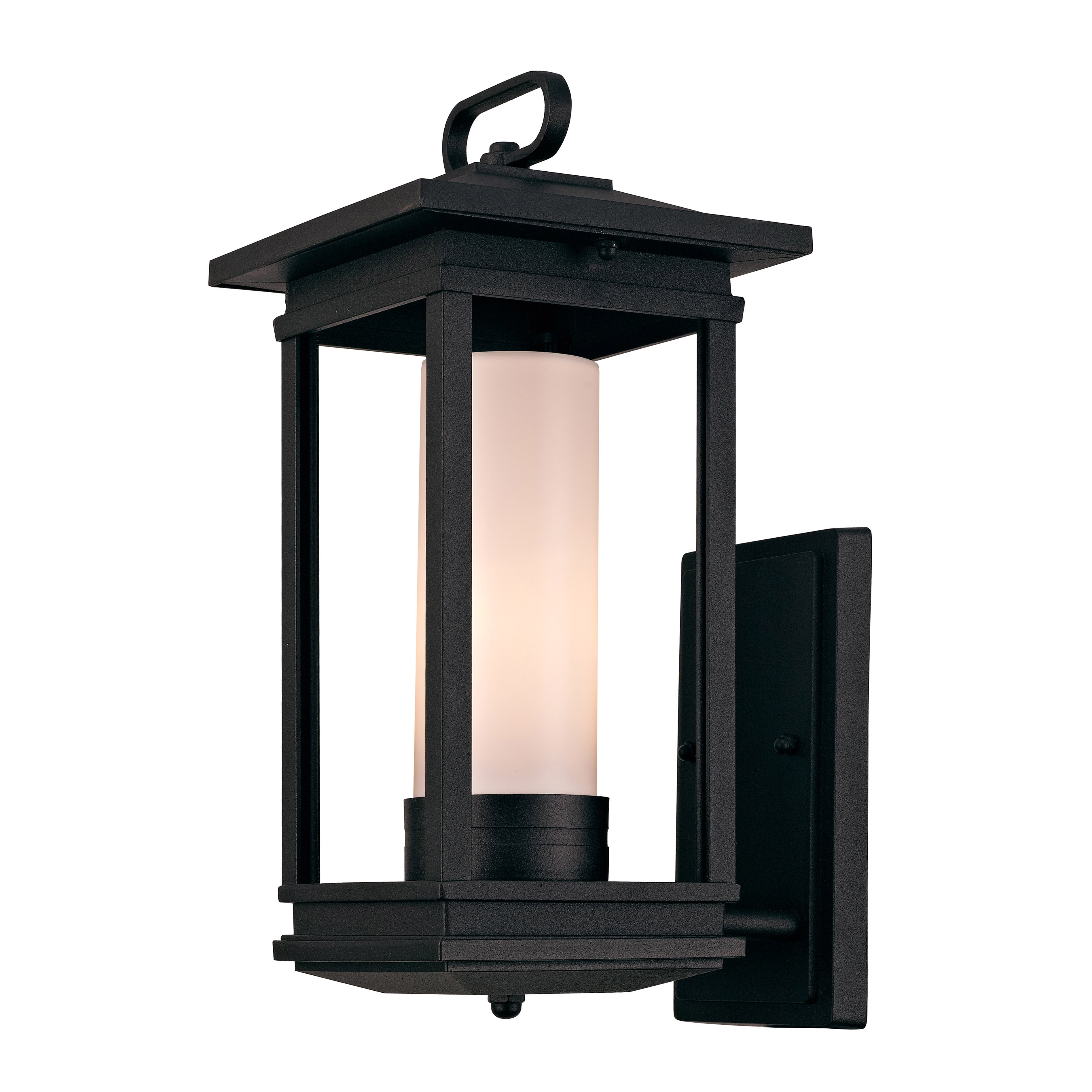 Exterior Waterproof Lantern Modern Outdoor Wall Light Fixtures With Cylinder opal white Glass