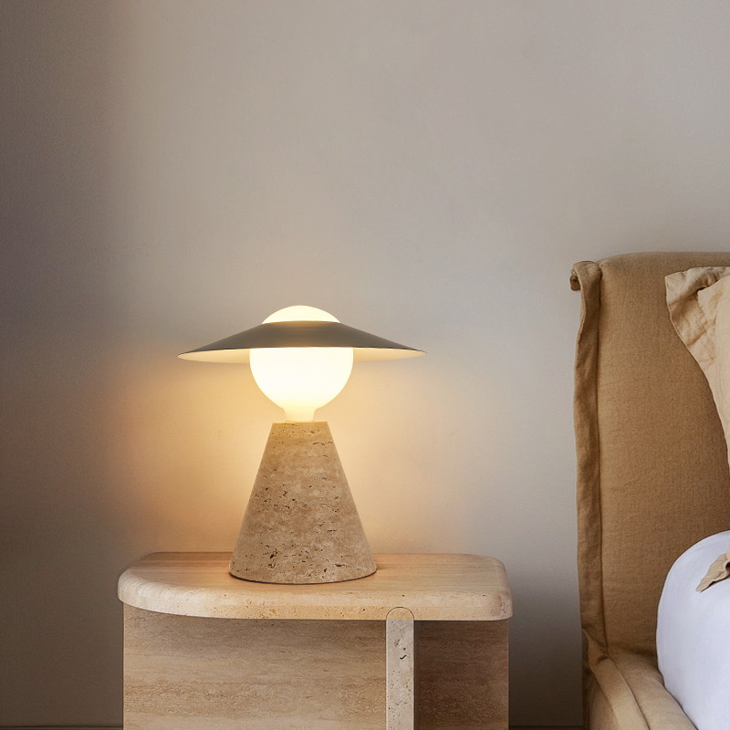 Personality Homestay Indoor Bedside Decoration Travertine Yellow Cave Natural Stone Wabi Sabi Lamp