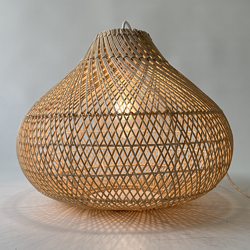 Hand-Woven D16.5 inch handmade natural basket design ceiling hanging rattan pendant light