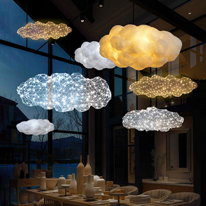 Floating Cloud LED Chandeliers & Pendant Lights Creative Wire Mesh Clouds Shape Hotel Mall White Living Room Iron Dining Room 60