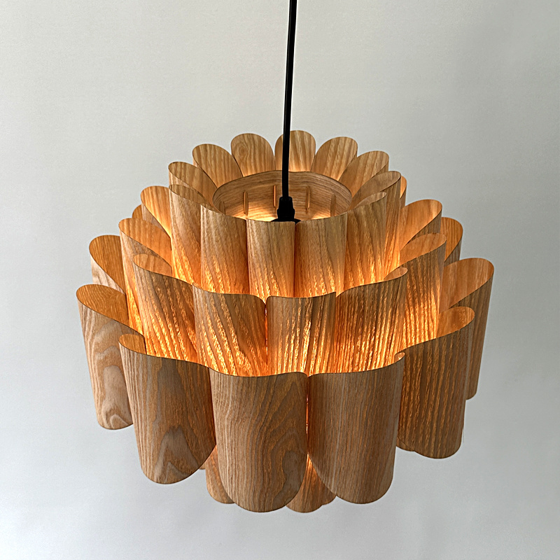 Art Creative Wooden Veneer Lighting Wooden Lamp Wood Pendant Light for restaurant