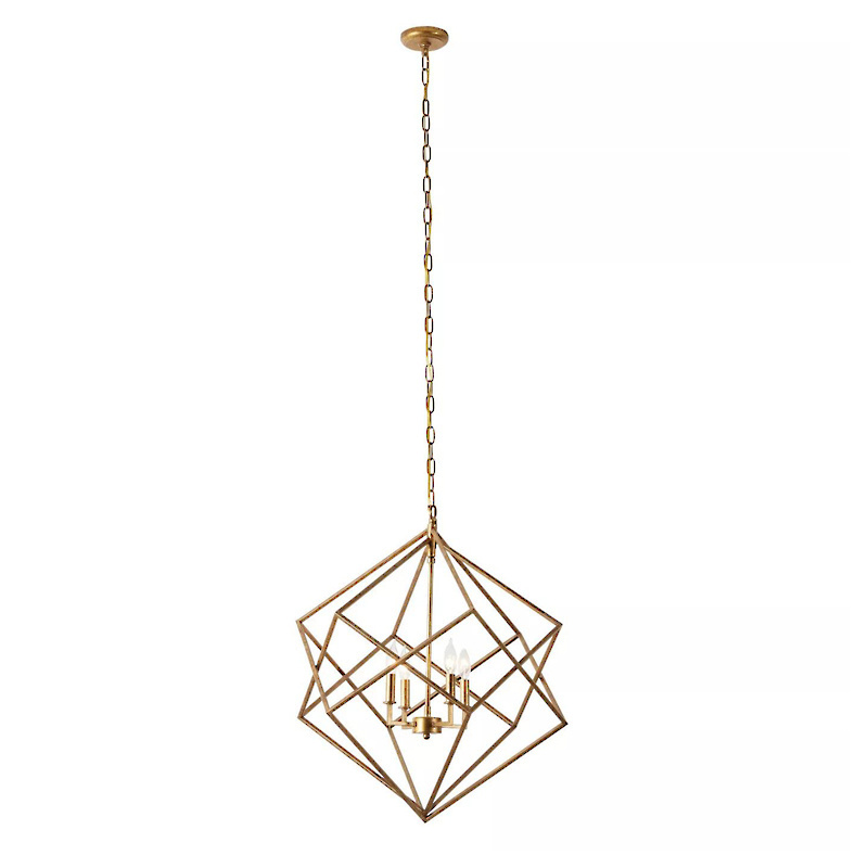 Home Decorative Iron Art Geometric Diamond Golden Living Room Lights Gold Pendant Light Chandelier