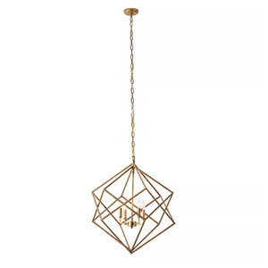 Home Decorative Iron Art Geometric Diamond Golden Living Room Lights Gold Pendant Light Chandelier