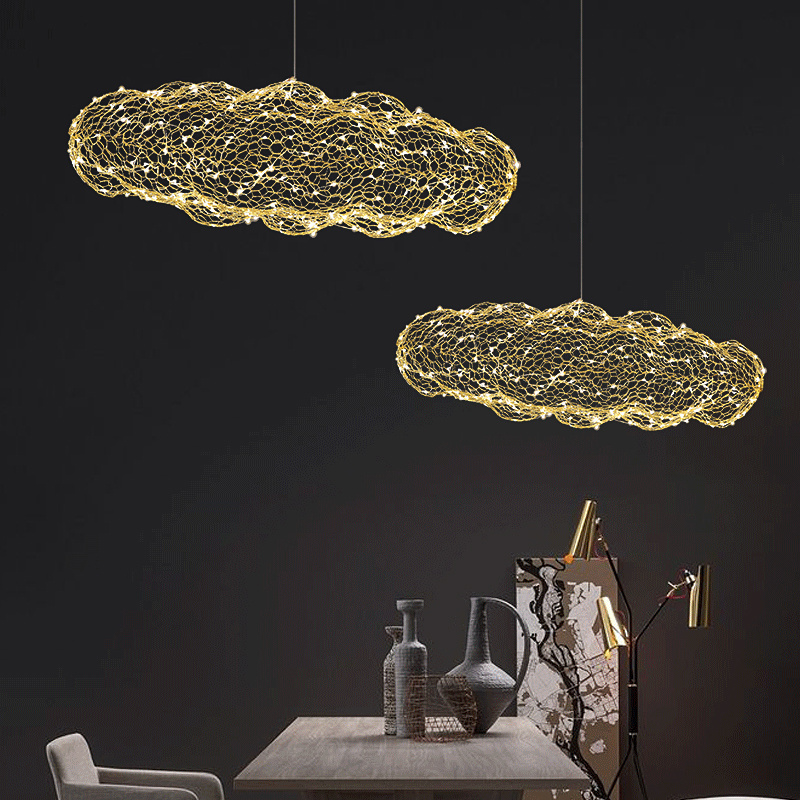 Floating Cloud LED Chandeliers & Pendant Lights Creative Wire Mesh Clouds Shape Hotel Mall White Living Room Iron Dining Room 60