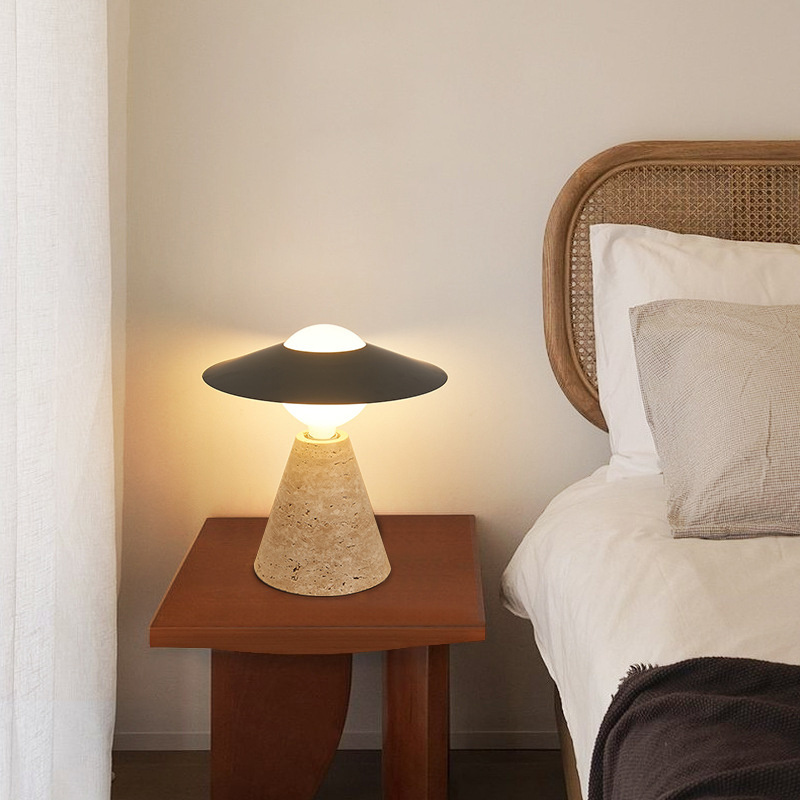 Personality Homestay Indoor Bedside Decoration Travertine Yellow Cave Natural Stone Wabi Sabi Lamp