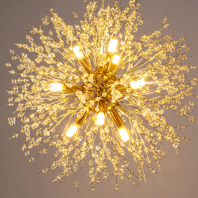 LED Modern Chandelier Lighting Nordic Clear Crystal Starburst Hanging Lamp Bedroom Light Living Room Decoration Pendant Foyer