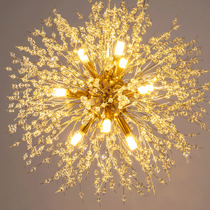 LED Modern Chandelier Lighting Nordic Clear Crystal Starburst Hanging Lamp Bedroom Light Living Room Decoration Pendant Foyer