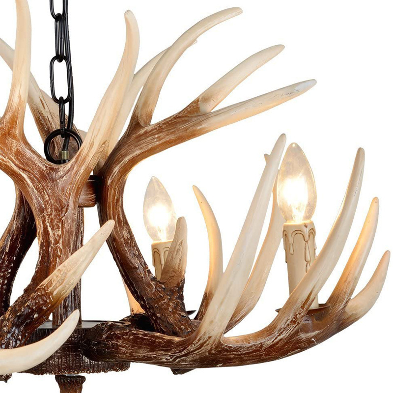 American Vintage Style Mule Deer Traditional Resin Horn Antler Chandelier