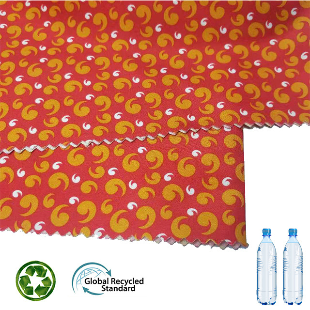 the factory wholesale100% polyester recycled printed fabric microfiber peach skin pongee plain printed fabric for clothes