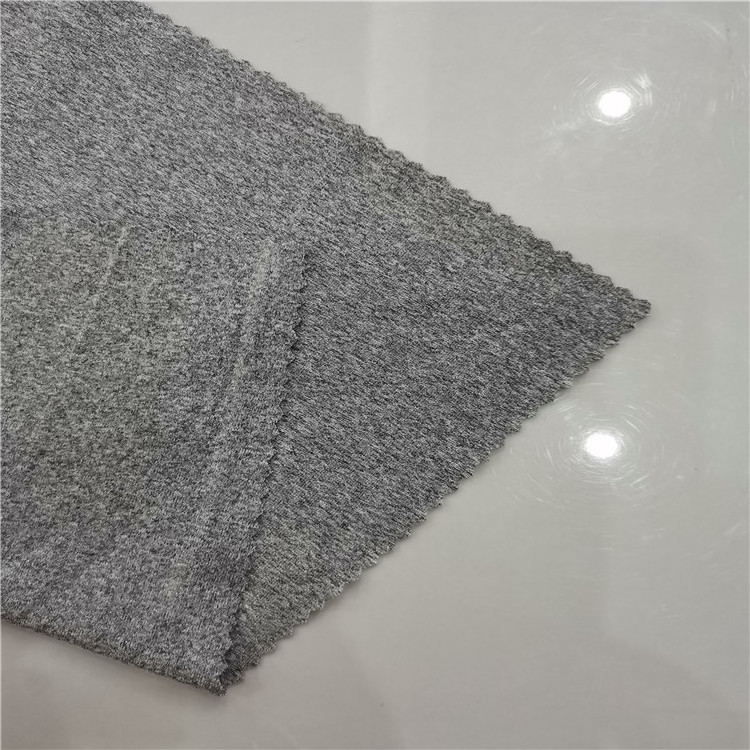 good elastic melange fabric/grey linen 92 polyester 8 spandex four way stretch milk silk  cation polyester fabric for underwear