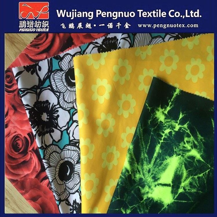 100% polyester micro fibre twill water print peach skin 75DX150D fabric with PA for beach shorts/pants