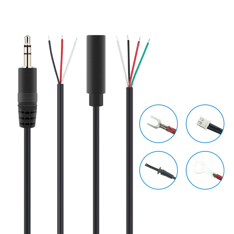 Customized AUX Headphone Infrared 3.5mm TRS 3 4 5 Poles Male Female Jack To Stripped Free Open End Mono Audio Extension Cables