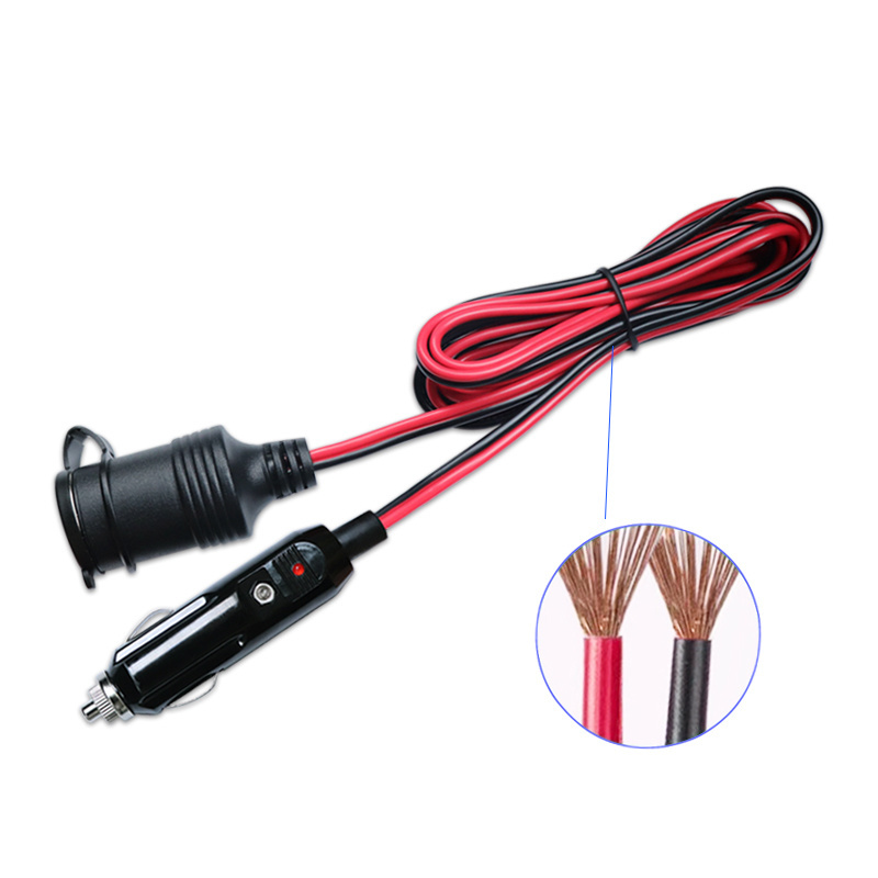 12V 24V Automobile Bakelite Cigarette Lighter Cable 15A Male Plug To Female Socket PVC Flexible Wire Car Charger Adapters Cable