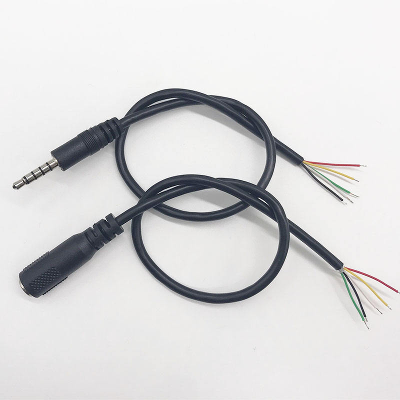 5 Pole 3.5mm Jack Audio Wire To Open End 3.5mm Male Trrrs Female Plug 28awg 5 Core Aluminum Foil Shielded 0.3m Audio Aux Cable