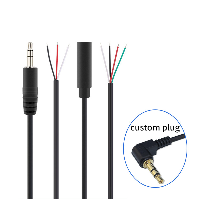 Customized AUX Headphone Infrared 3.5mm TRS 3 4 5 Poles Male Female Jack To Stripped Free Open End Mono Audio Extension Cables