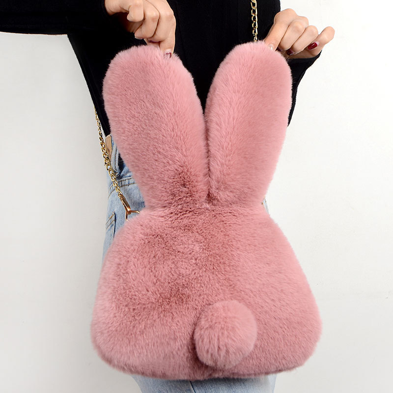 High quality fashion imitation fur cartoon rabbit ear crossbody bag