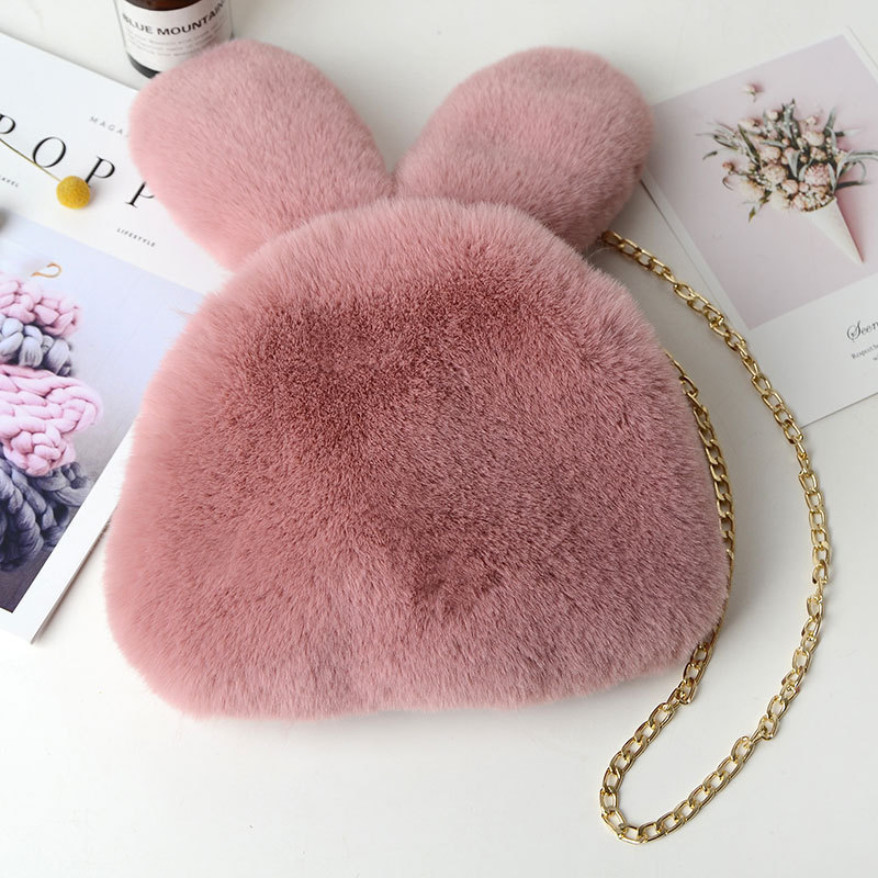 High quality fashion imitation fur cartoon rabbit ear crossbody bag