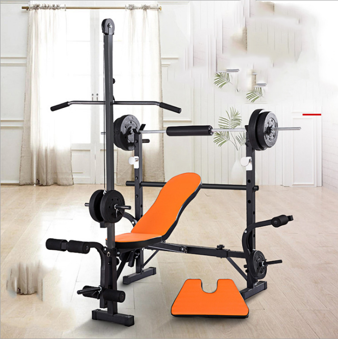 Multi functional Trainer weightlifting barbell bed home fitness equipment squat rack bench press dumbbell bench set