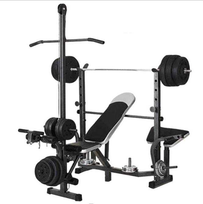 Multi functional Trainer weightlifting barbell bed home fitness equipment squat rack bench press dumbbell bench set