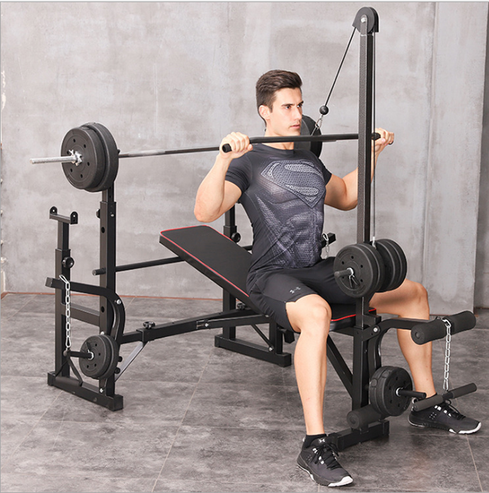 Multi functional Trainer weightlifting barbell bed home fitness equipment squat rack bench press dumbbell bench set