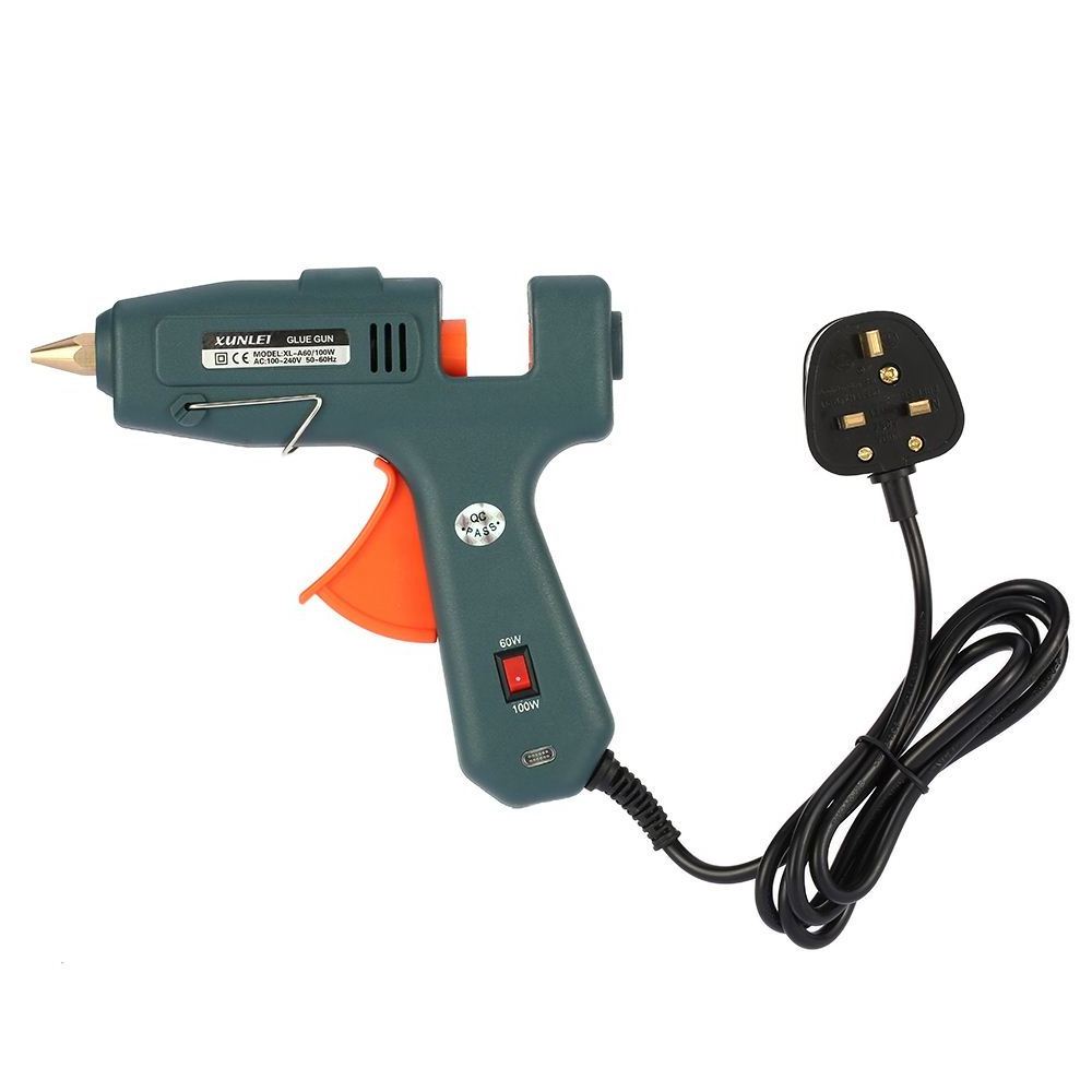 New EU/UK Plug Hot Glue Gun Switch 60/100W Electric Hot Melt Glue Gun with 20pcs Glue Sticks Heating Craft Repair Tool