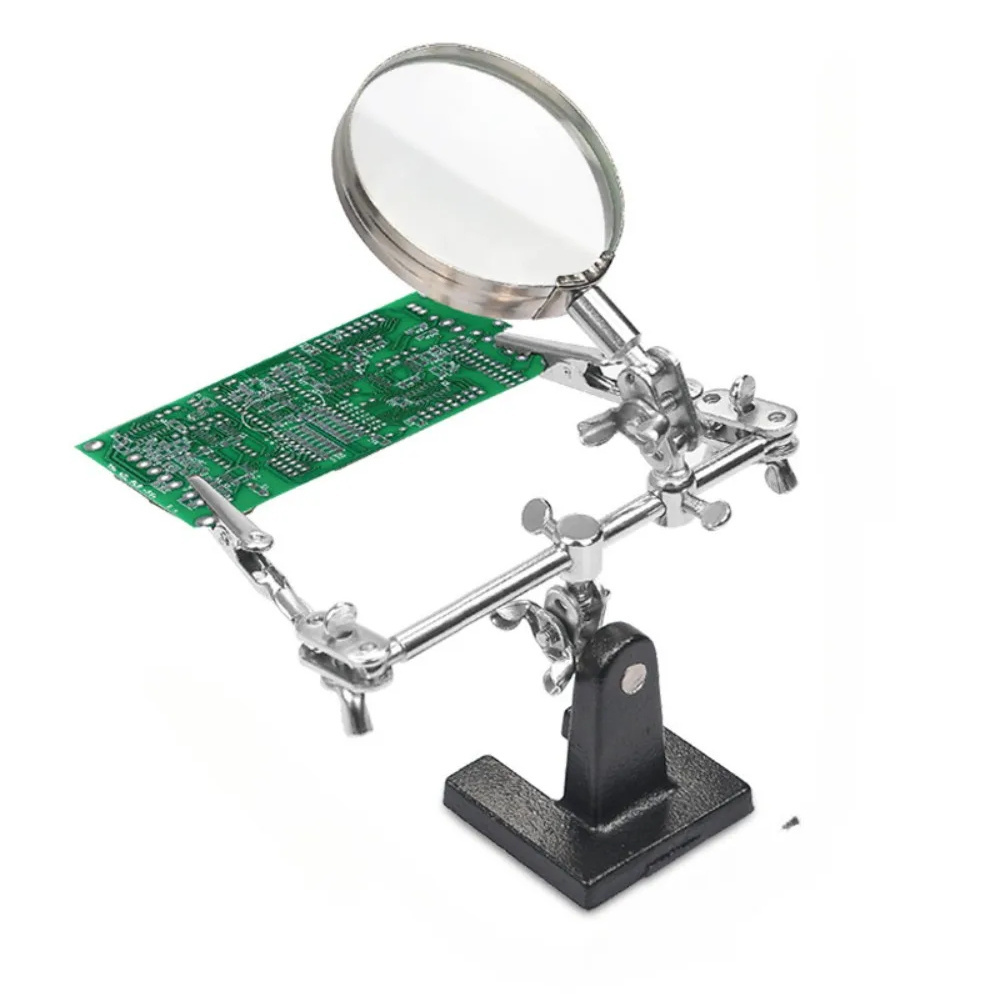 Soldering Iron Station Stand With Welding Magnifying Glass Clip Clamp Helping Desktop Magnifier Soldering Repair Tool