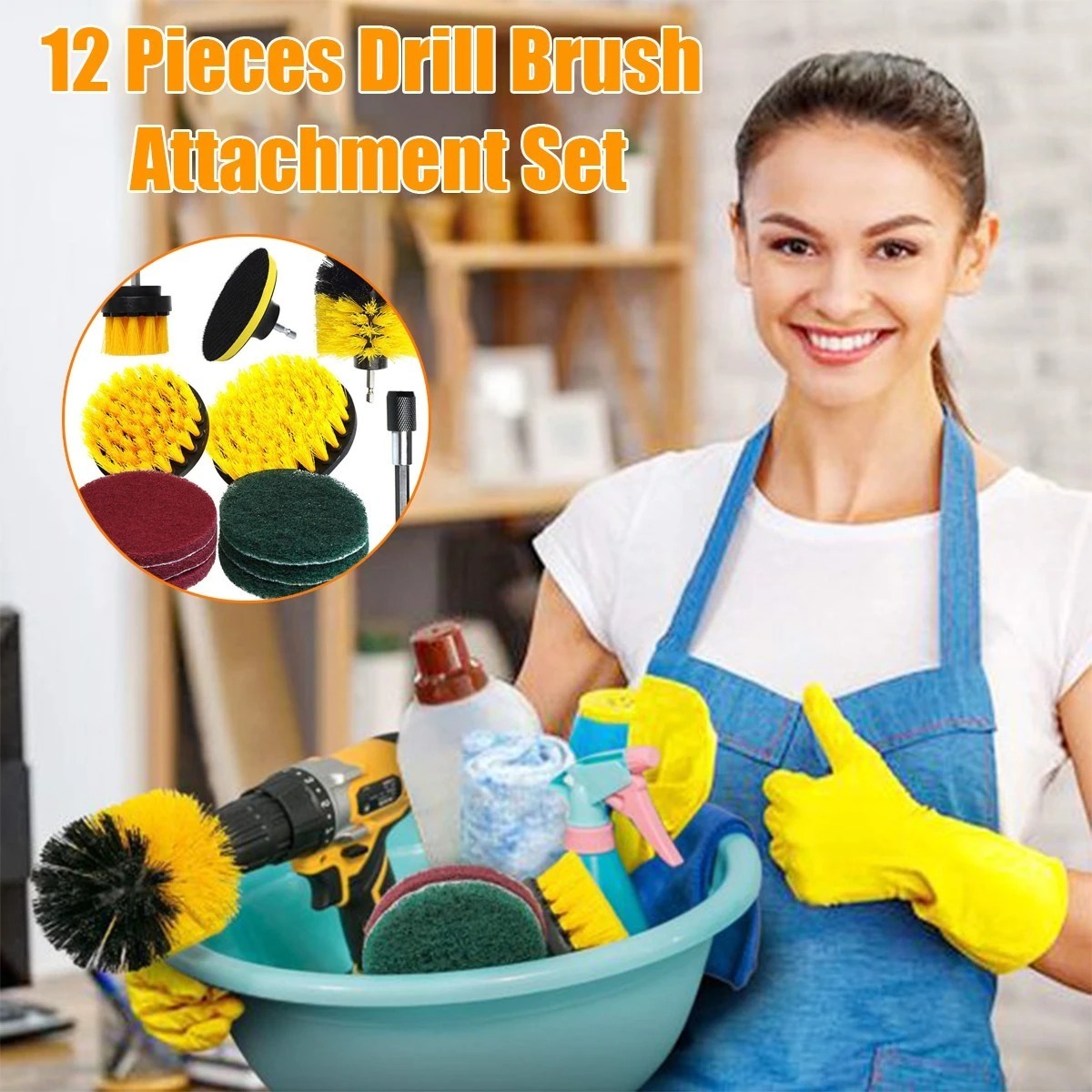 12Pcs Brush Set Tub Cleaner Grout Power Scrubber Cleaning Attachments Kit  5 Reviews